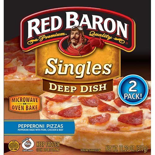 Red Baron Deep Dish Singles Pepperoni Pizza, 11.2 Ounce -- 12 per case.