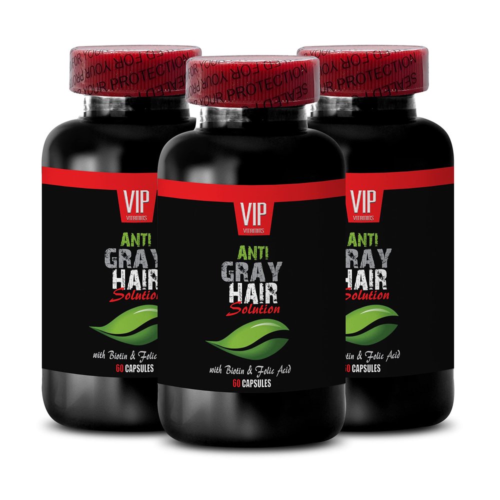 Pure Biotin for Hair Growth - Gray Hair Solution - Anti Gray Hair Women, Saw Palmetto for Women Hair Loss, biotin Vitamins for Hair Skin and Nails, paba Supplement, Gray Hair Pills, 3 B 180 Caps