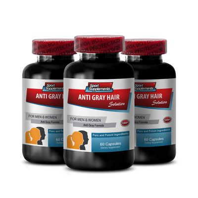 Biotin zinc - Anti Gray Hair - Hair Solutions for Men (3 Bottles - 180 Capsules)