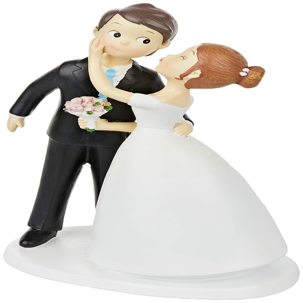 Mopec Y971 Figure Cake Topper, Wedding Couple Kissing, 21 cm, Off White