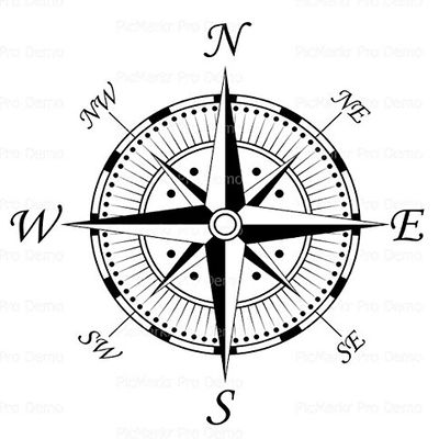 1/8 Sheet - Old Compass Birthday - Edible Cake/Cupcake Party Topper - D20519