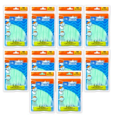 10 pk (100 ct each) Soft Bristle Dental Floss Picks, Interdental Brush, Toothpicks, Flexible Deep Clean