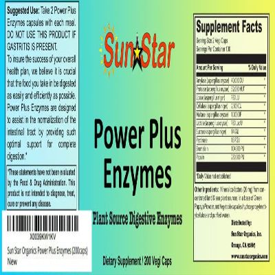 Sun Star Organics Power Plus Enzymes (200caps)