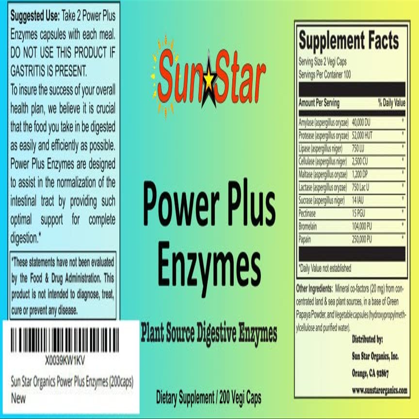Sun Star Organics Power Plus Enzymes (200caps)