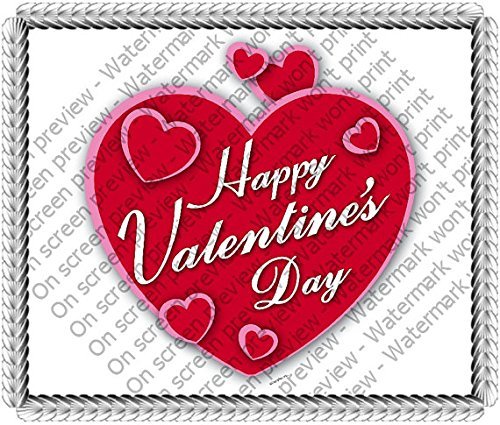1/8 Sheet - I Love You Red Heart Valentine's Day - Edible Cake/Cupcake Topper - D20572