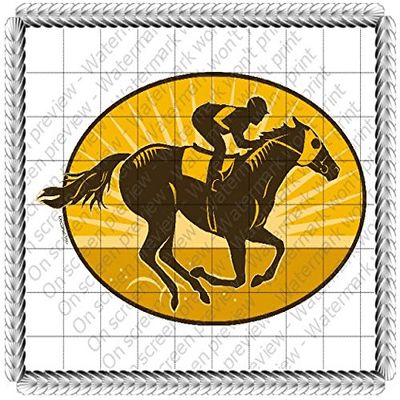 3" Round - Horse Racing Birthday - Edible Cake/Cupcake Party Topper - D20609