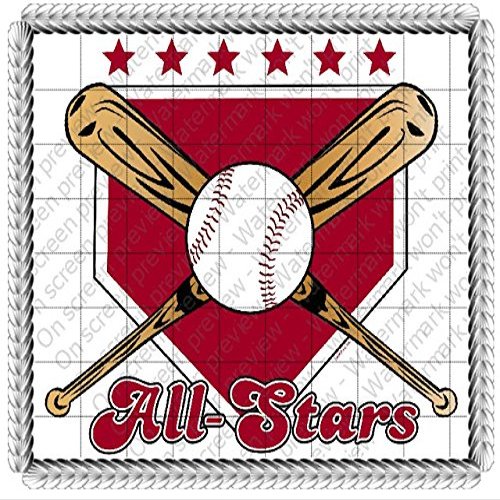 3" Round - Baseball All-Stars Birthday - Edible Cake/Cupcake Party Topper - D20599