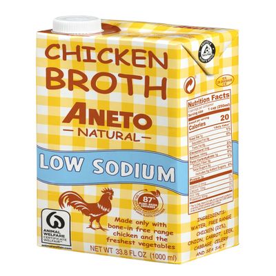 Aneto 100% Natural Low Sodium Chicken Broth, 34 Fl Oz (Pack of 6)