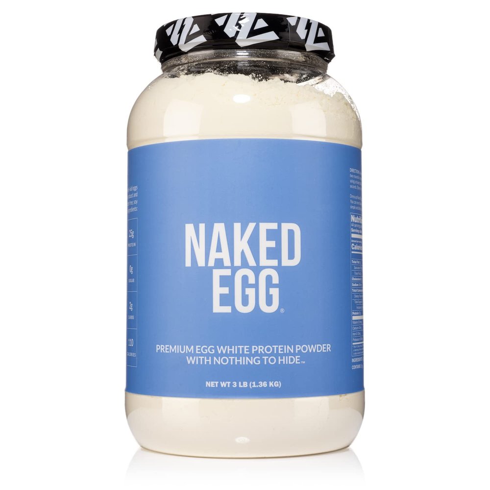 Naked 3LB Non-GMO Egg White Protein Supplement Powder, Unflavored, No Additives, Paleo, Dairy Free, Gluten Free, Soy Free  25g Protein, 44 Servings, 3 pounds