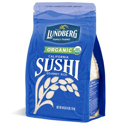Lundberg Organic Sushi Rice, Sticky White Japanese-Style California-Grown Short Grains, 64 Oz