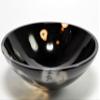 HC Set: 3.4" Black Brown Agate Bowl Stunning Natural Dendritic Crystal Hand Carved Mineral Stone Cup - India + One Polished Clear Quartz Cabochon view 3