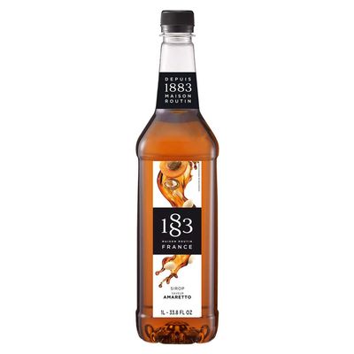1883 Amaretto Syrup for Drinks, Made in France, 1 Liter Plastic Bottle