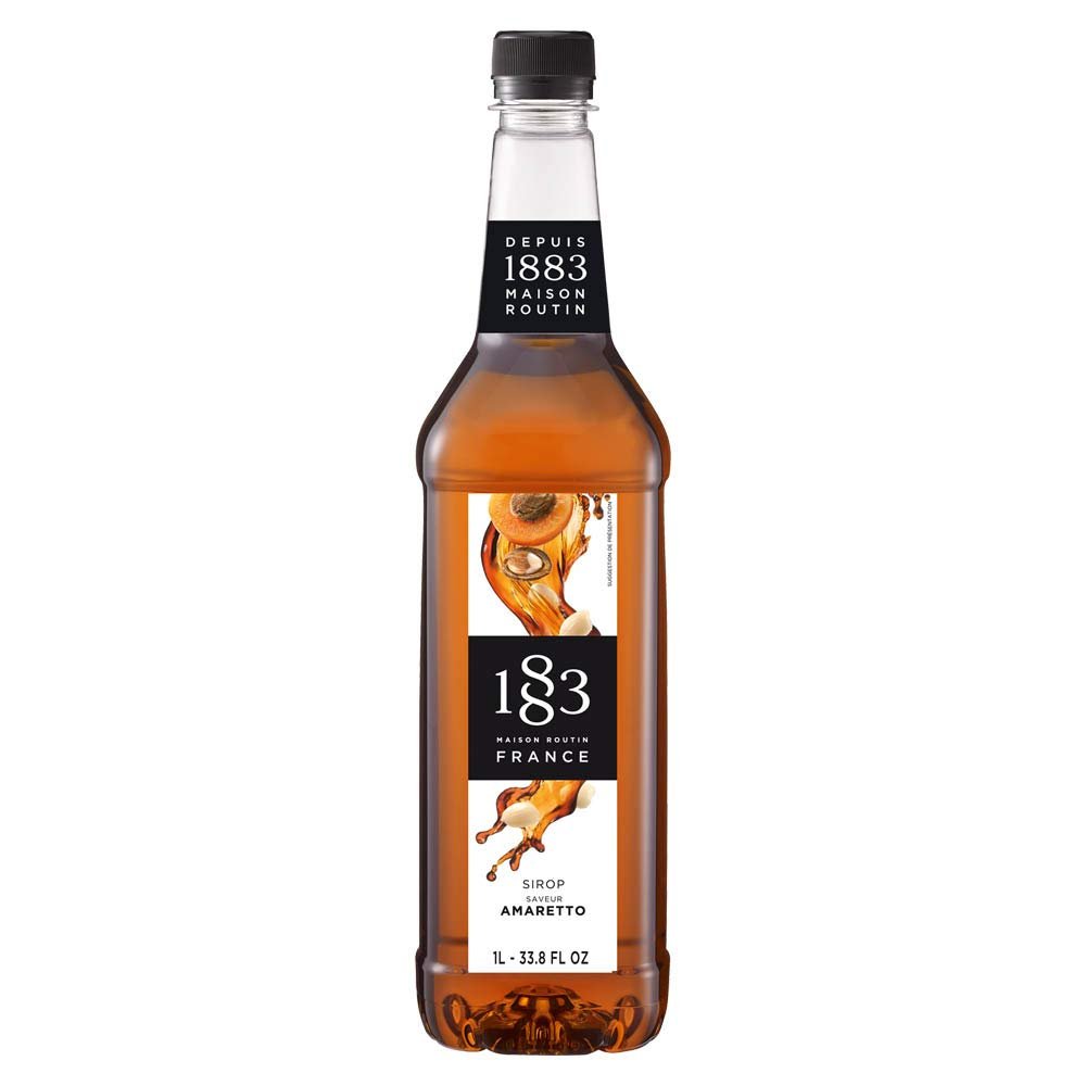 1883 Amaretto Syrup for Drinks, Made in France, 1 Liter Plastic Bottle