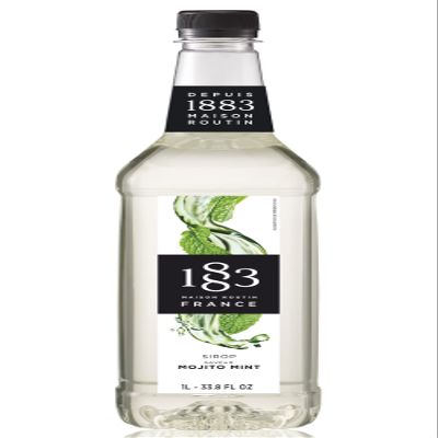 1883 Mojito Mint Syrup for Drinks, Made in France, 1 Liter Plastic Bottle