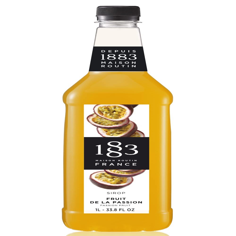 1883 Passion Fruit Syrup for Drinks, Made in France, 1 Liter Plastic Bottle