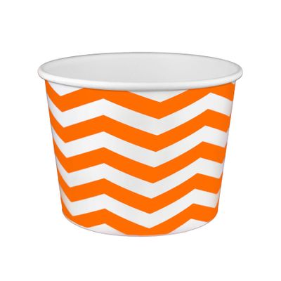 16 oz Yogurt Paper Cups- 1000 Count (Chevron-Orange)