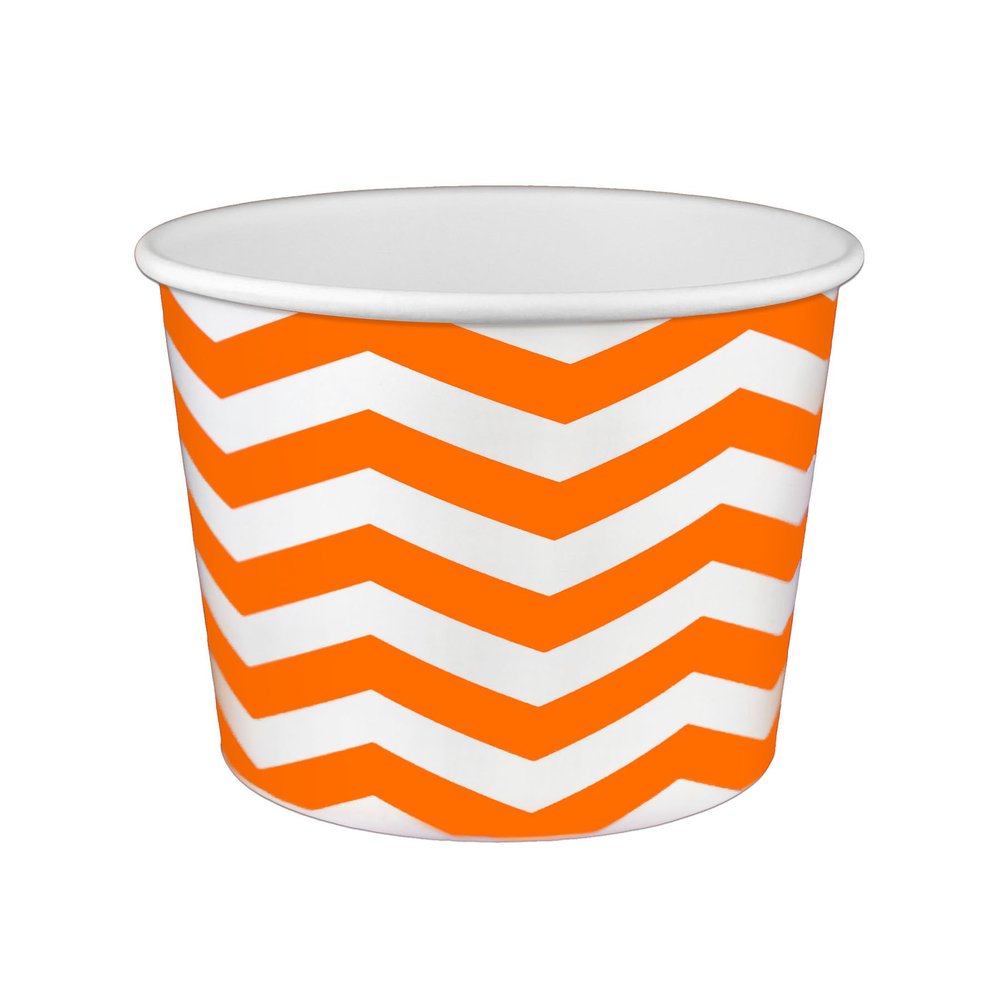 16 oz Yogurt Paper Cups- 1000 Count (Chevron-Orange)