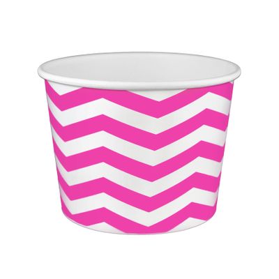 16 oz Yogurt Paper Cups- 1000 Count (Chevron-Pink)