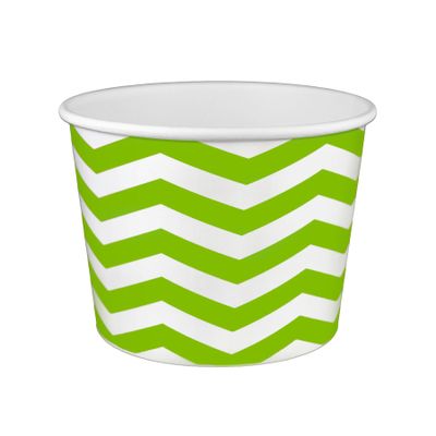 16 oz Yogurt Paper Cups- 1000 Count (Chevron-Green)