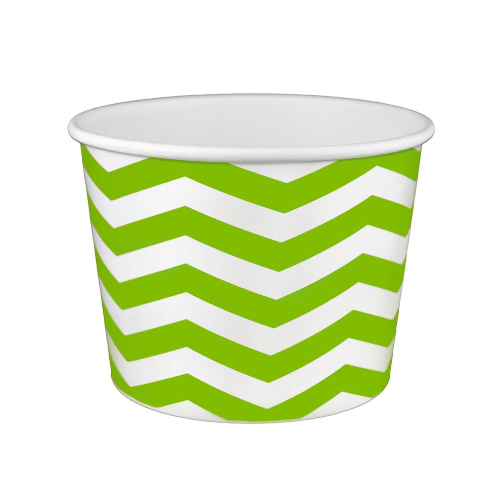 16 oz Yogurt Paper Cups- 1000 Count (Chevron-Green)