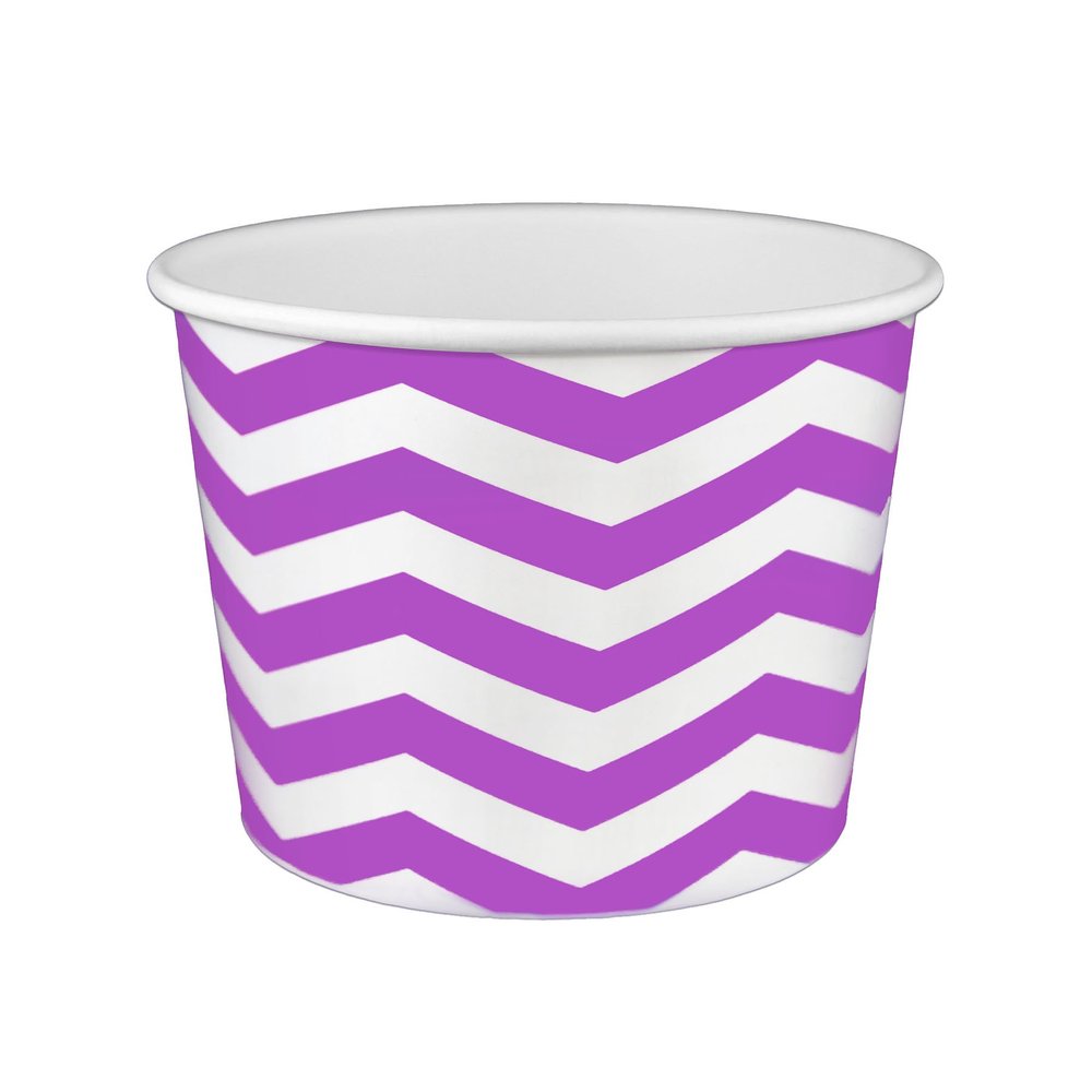 16 oz Yogurt Paper Cups- 1000 Count (Chevron-Purple)