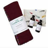 summer & sage, Boho Infant Massage Multi-use Kit, Large, Maroon, Cream Feathers