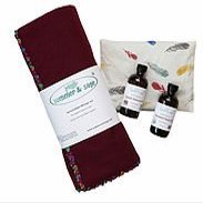 summer & sage, Boho Infant Massage Multi-use Kit, Large, Maroon, Cream Feathers