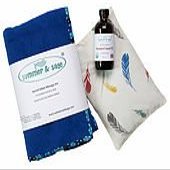 summer & sage, Boho Infant Massage Multi-use Kit, Large, Royal Blue, Cream Feathers