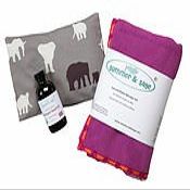 summer & sage, Boho Infant Massage Multi-use Kit, Large, Magenta, Grey Elephants