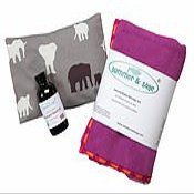 summer & sage, Boho Infant Massage Multi-use Kit, Large, Magenta, Grey Elephants