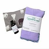 summer & sage, Boho Infant Massage Multi-use Kit, Large, Lavender, Grey Elephants