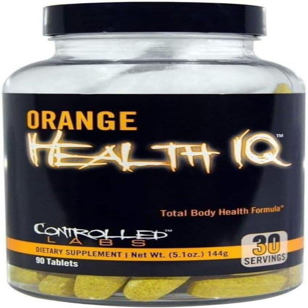 CONTROLLED LABS Orange Health IQ Daily Supplement for Men and Women, 90 Tablets, Enhanced Stamina, Energy, Cardio Function in Your Workout and Sports