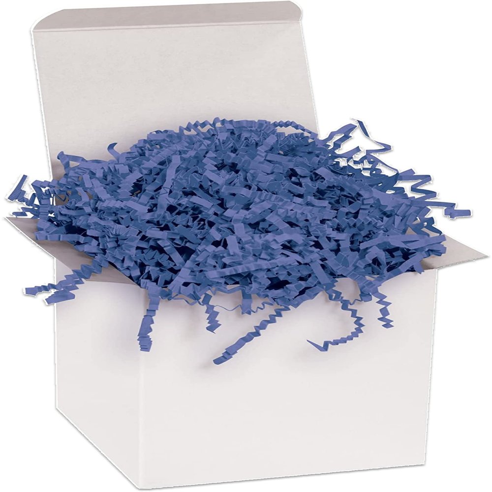 BOX USA 10 lb. Navy Blue Crinkle Paper Packing, Shipping, and Moving Box Filler Shredded Paper for Box Package, Basket Stuffing, Bag, Gift Wrapping, Holidays, Crafts, and Decoration