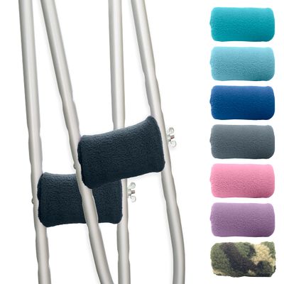 Universal Crutch Hand Grip Covers - Luxurious Soft Fleece with Sculpted Memory Foam Cores (Black) 