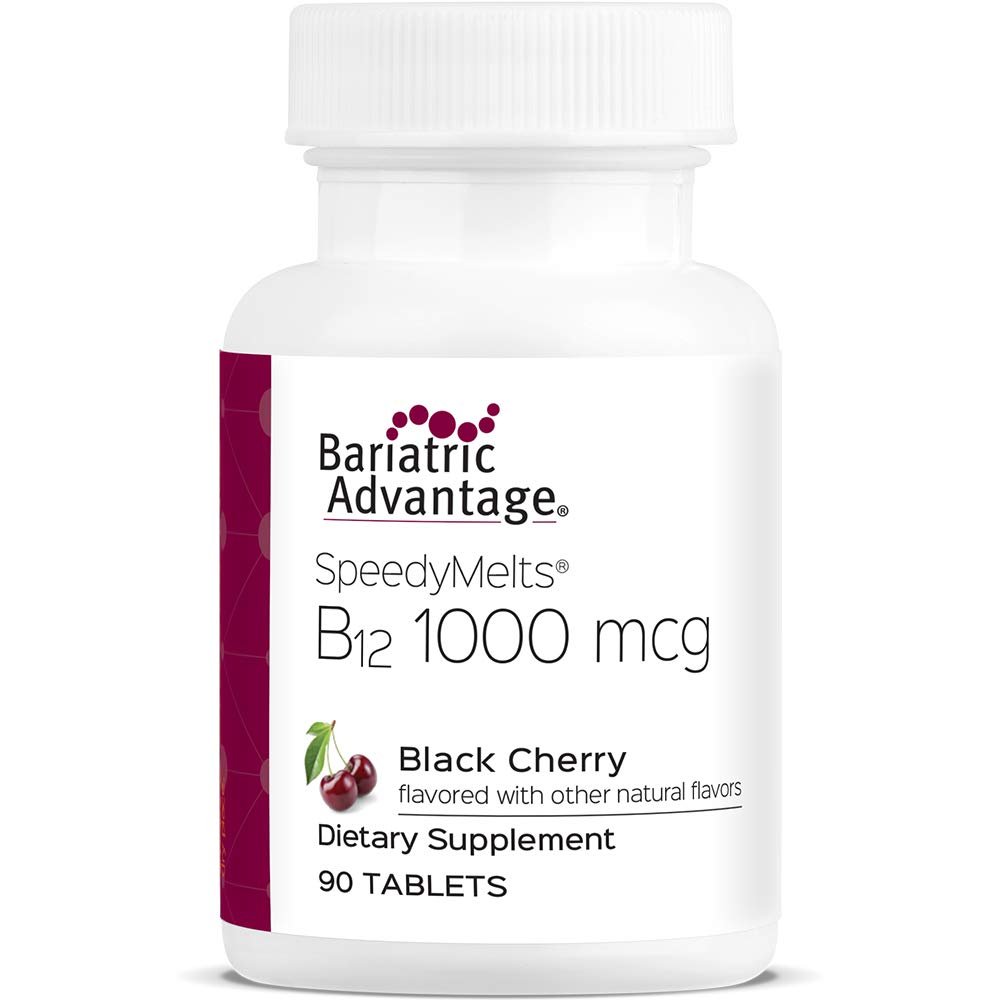 Bariatric Advantage B-12 Speedy Melts, Vitamin B12 1000 mcg Supplement, Fast Melting with 200 mcg of Folic Acid for Nutritional Support - Black Cherry, 90 Count
