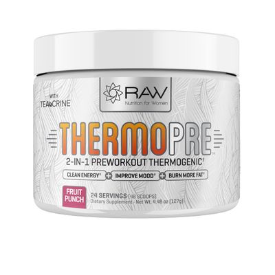 RAW Synergies Thermo Pre - Fitness Support Supplement for Active Lifestyles - Pre-Workout Thermogenic & Metabolic Support - Plant-Based, Natural Ingredients - Fruit Punch - 24 Servings