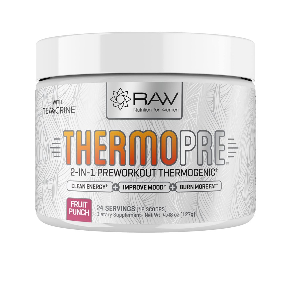 RAW Synergies Thermo Pre - Fitness Support Supplement for Active Lifestyles - Pre-Workout Thermogenic & Metabolic Support - Plant-Based, Natural Ingredients - Fruit Punch - 24 Servings