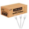1000 Count Medium Weight White Plastic Forks Bulk Plastic Silverware For Parties, Weddings, Catering, Take out Single-Use Forks view 1