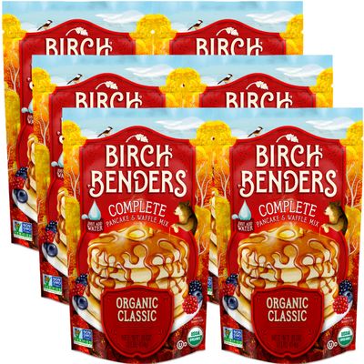 Birch Benders Organic Classic Pancake and Waffle Mix, Non-GMO, Just Add Water, 96 Ounce Family Pack (16 oz, Pack of 6)