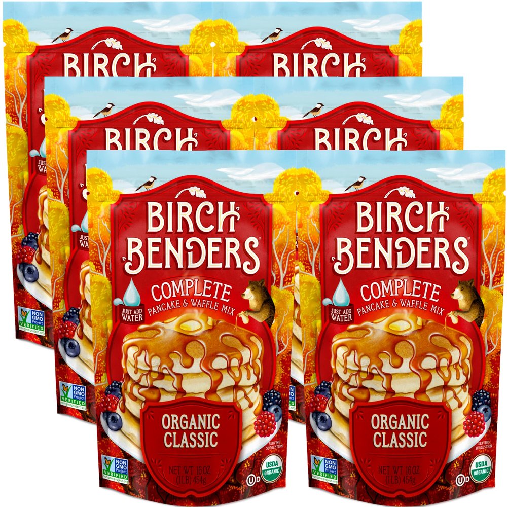 Birch Benders Organic Classic Pancake and Waffle Mix, Non-GMO, Just Add Water, 96 Ounce Family Pack (16 oz, Pack of 6)