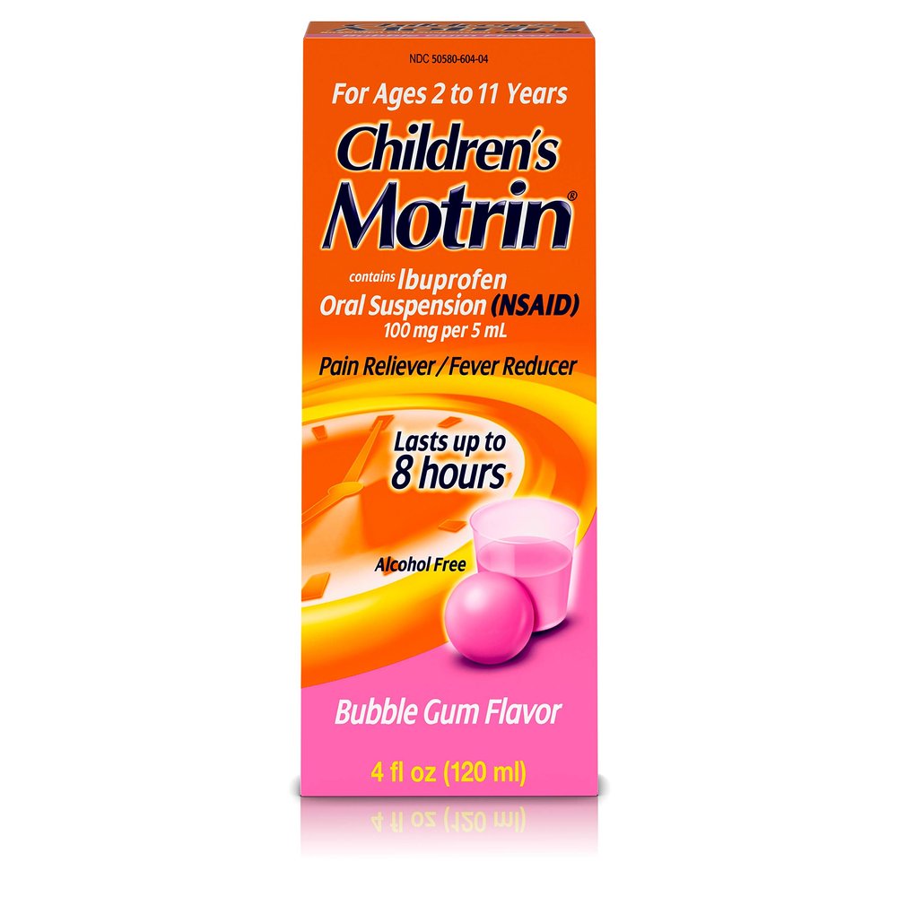 Children's Motrin Oral Suspension Medicine for Kids, 100 mg Ibuprofen, Bubblegum Flavor, 4 fl. oz