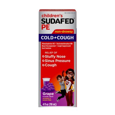 Children's Sudafed PE Cold + Cough, Cold Medicine & Nasal Decongestant, Grape Liquid, 4 fl. oz