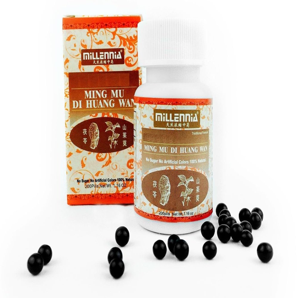 MILLENNIA Herbal Supplement Pills - Ming Mu Di Huang Wan - 12 Bottle Pack (200 Pills/Bottle)