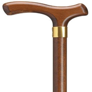 Lady's Walking Cane with Fritz Handle for Added Comfort in Walnut Stain Hardwood for Ladies Cane