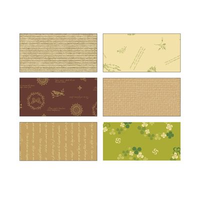 Takajirushi 35-1969 Wrapping Paper, Natural, Set of 6 Patterns