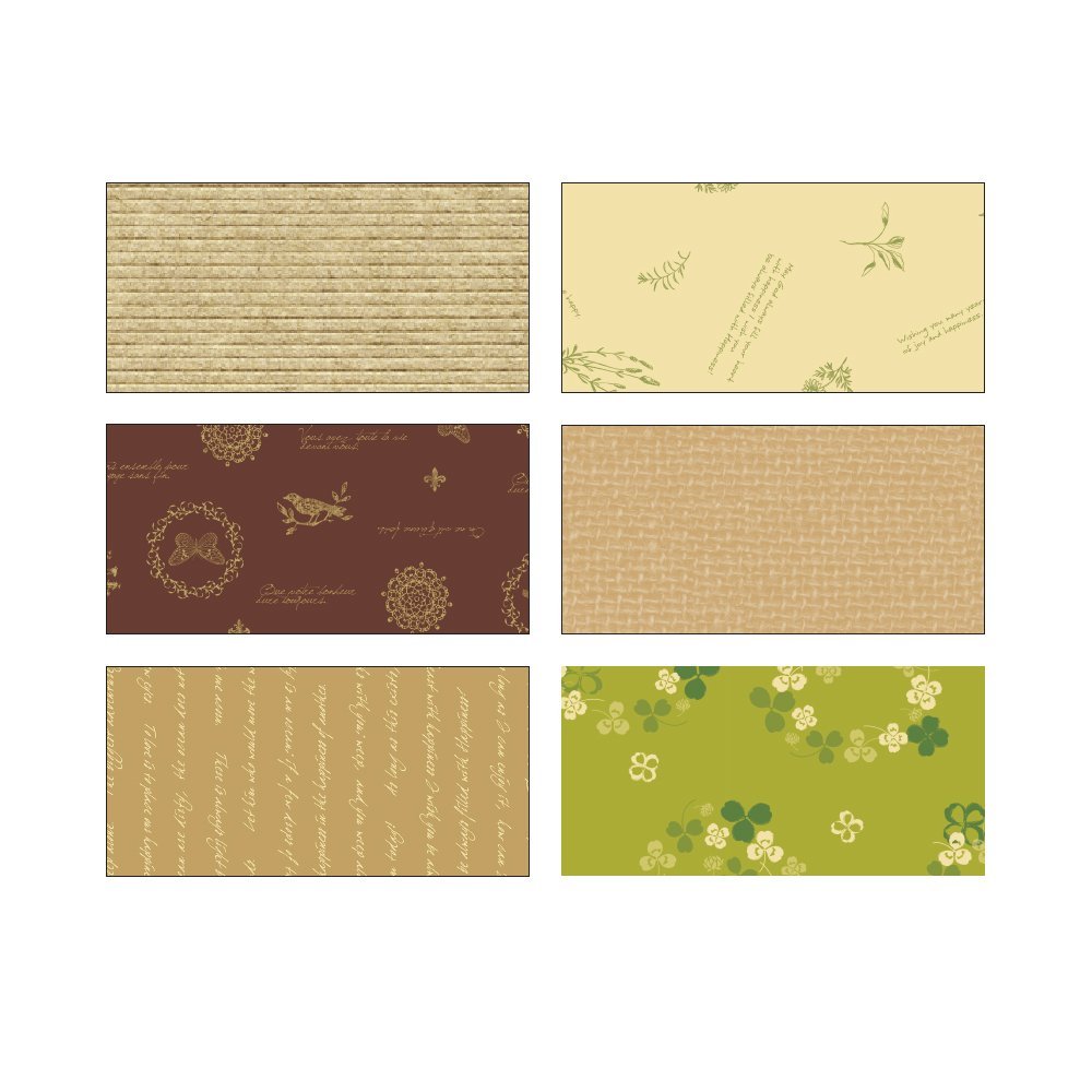 Takajirushi 35-1969 Wrapping Paper, Natural, Set of 6 Patterns