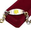 My Identity Doctor Medical Bracelet For Women With Free Engraving, Stainless Steel Personalized Medic ID Custom Sized, 1.5cm Gold Tone Chain Yellow Alert - Made in USA - WRIST SIZE 6 inch view 1