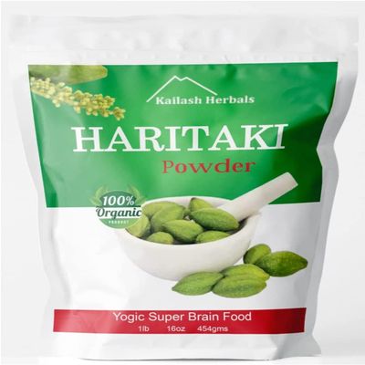 Kailash Herbals Organic Haritaki Powder USDA Certified Organic, 1 Pound - Terminalia chebula - Digestive Health - Detoxification & Rejuvenation for Vata*