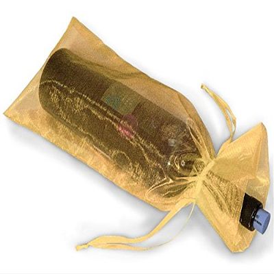 A1 Bakery Supplies Gold Organza Wine Bags, 6.5 x 15, 10 Pack