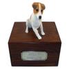 Conversation Concepts Beautiful Paulownia Small Wooden Urn with Smooth Coat Brown & White Jack Russell Figurine & Personalized Pewter Engraving view 1